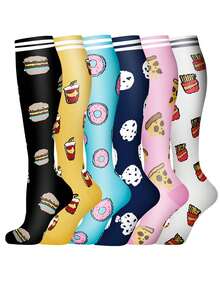 1 Pair Women's Compression Socks, Cute Nurse Compression Knee High Socks