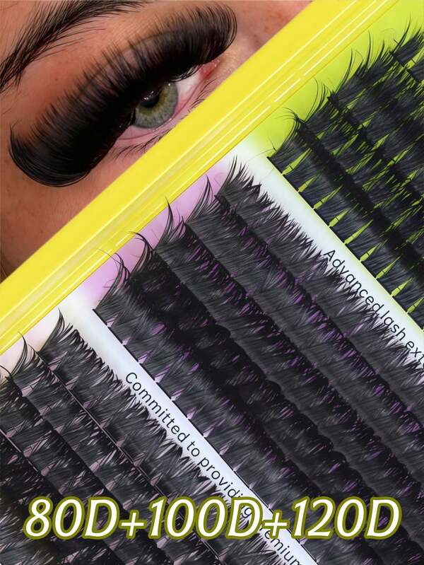 295PCS Fluffy Lash Clusters 80D+100D+120D Thick Eyelashes 10-18mm Lash Extension D Curl Individual Lashes Dramatic Volume Lashes
