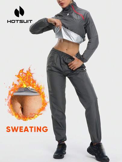 HOTSUIT Women Sauna Suit Long Sleeve With Zipper Ideal For Fitness And Training Suitable For Autumn Winter Workouts.