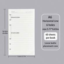 60张/包 A6活页纸，A6计划本补充纸，A6笔记本纸，6孔活页纸，加厚活页纸补充纸，空白和方格内页，书写流畅，小巧便携，适合学生、上班族 - 白色 - 查看 10