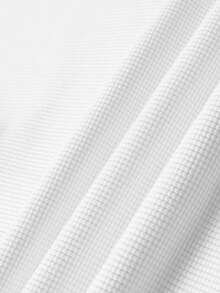 1 pieza Camiseta de punto de nido de abeja con cuello henley para hombre, cómoda y casual, cuello henley, fácil de usar, con detalles de botones, adecuada para salidas diarias, estilo old money, otoño, manga larga - Blanco - Ver 8