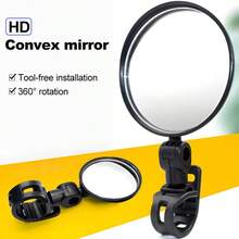 Bicycle Rearview Mirror, Circular Wide-Angle Convex Mirror, 1pcs, Adjustable 360 °, Electric Scooter, Flat Bike, Mountain Bike, Universal Rearview Mirror, Free Installation, Suitable For Handlebars With A Diameter Of 1.5~3.5cm - Black - View 2