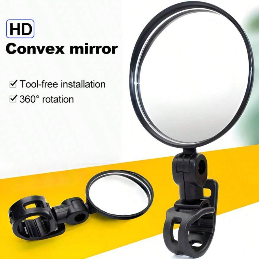 Bicycle Rearview Mirror, Circular Wide-Angle Convex Mirror, 1pcs, Adjustable 360 °, Electric Scooter, Flat Bike, Mountain Bike, Universal Rearview Mirror, Free Installation, Suitable For Handlebars With A Diameter Of 1.5~3.5cm