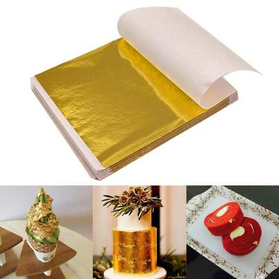 100 de coli comestibile, calitate 24K, fulgi de aur, argint, aur roz, feluri de mâncare, artă bucătar, tort de ciocolată, copt, instrument de decorare