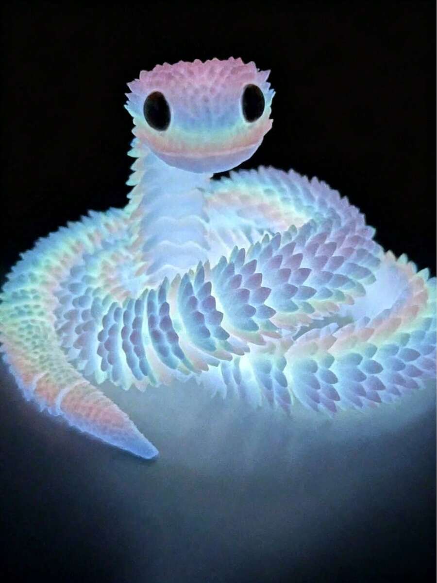 30cm Realistic Jointed Snake Toy – Glow In The Dark Flexible 3D Printed Viper Figure, Fun Prank Or Party Gift