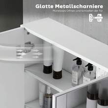 fangange Mobiletto da bagno con specchio e 3 ante, moderno mobiletto portamedicinali da parete, 90 x 15,5 x 60 cm, MDF, bianco