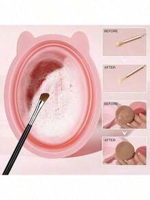 1pc Portable Cleaning Brush, Silicone Foldable Cleaning Bowl, Makeup Tool Cleaning Bowl, Powder Puff, Beauty Tool, Cleaning Pad, Multi-Color Available, Face Mask Cleaning Bowl, Portable Cleaning Tool, Suitable For Cleaning Brushes, Powder Puffs And Sponges, Foldable Silicone Makeup Brush Cleaning Bowl, Portable Makeup Brush Cleaning, Beauty Brush Cleaning Drying Washing Tool