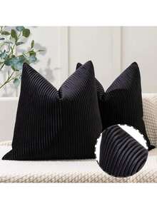 1pc (Without Pillow Insert) Velvet Striped Pattern Decorative Throw Pillow Cover, Luxury Home Decor Cushion Cover For Sofa, Bed