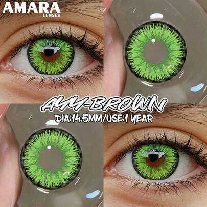 Lentes de contato AMARA Crazy Halloween Cosplay vermelhas, 1 par de lentes de contato coloridas, 14,50 mm, aumentam seus olhos para parecerem maiores. Lentes da moda para pupilas bonitas em festas