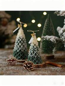 Christmas Tree Shaped Scented Candles For Christmas Holiday Table Decoration Christmas Scented Candles Winter Christmas Tree Taper Candles Home Decoration And Souvenirs, Suitable For Bedroom, Bathroom, Party, Christmas, Random Colors/Styles - Multicolor - View 3