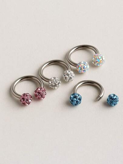 4/1 套水钻装饰鼻环/鼻中隔环/唇环男女通用时尚朋克身体穿孔饰品