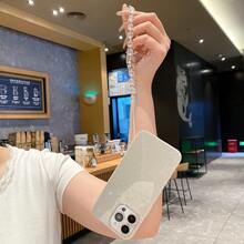 1 件银色心形手链 + 1 件简约 IMD 闪光手机壳，低调奢华粉色/米色/黑色/蓝色，厚 TPU 镜头保护防摔手机壳，适用于 Apple/系列 - 米色 - 查看 6