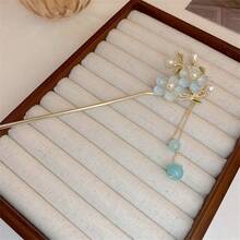 1pc/2pcs Pink Flower Tassel Hair Clip, Elegant Chinese Style Hair Accessory, 2025 New Design, High-End Hair Ornament, Bun Extension, Hair Styling Pins