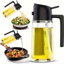 1 件二合一 470ml 塑料喷雾油瓶、喷雾油分配器、油罐、调味瓶、烧烤厨房、烘焙、野餐厨房用具/橄榄油分配器和油喷雾器,适用于烹饪、厨房、沙拉、烧烤、厨房配件、户外烧烤用品、派对、圣诞用品 - 彩色 - 查看 4