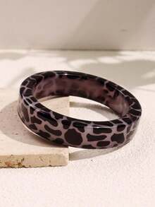 1 pieza Brazalete grueso a rayas blanco y negro de estilo punk exagerado, brazalete a juego con estampado de leopardo de moda hip hop, joyería para mujer, adecuado para fiestas y vacaciones - multicolor - Ver 6