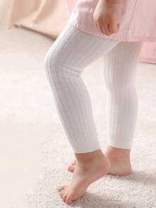 1 件装纯棉幼儿/儿童紧身竖条纹踝部打底裤 - 白色 - 查看 5