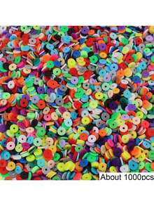 Polymer Clay Beads Kit, Mix Colors Soft Flat Polymer Clay Beads Kit For Jewelry Making, DIY Bracelet Necklace Birthday Gifts Craft Supplies