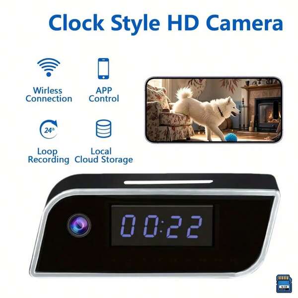 1080P HD Clock Camera With Motion Detection, Remote Viewing, 2.4G Wi-Fi Support, Audio And Video Recording - With 32GB Card - Indoor Security Camera, Smart Home Device, Multi-Function Clock, Ideal For Home, Office, Warehouse Monitoring