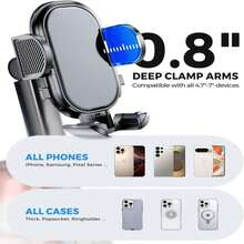 ESamcore Cup Holder Phone Holder, Unobstructed Cup Holder Phone Mount For Your Car Cupholder (25&#34;-4&#34;) With Flexible C-Shaped Base, 360° Swiveling, 08&#34; Deep Clamp Compatible With IPhone 47&#34;–7&#34;