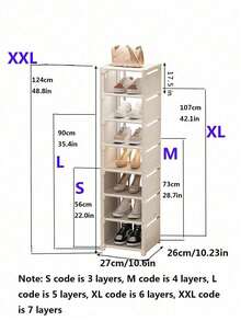 1pc Removable 3/4/5/6/7 Tier Shoe Rack, Black/White, Home Use Shoe Storage Organizer, Entryway Shoe Shelf, Dust-Proof Shoe Cabinet, Large Capacity Space Saving Shoe Rack - Multicolor - View 9