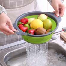 Collapsible Silicone Colander (Green) - Easy Storage, Ideal For Draining Pasta, Veggies & Fruits, Also Works As A Fruit/Berry Bowl, Must-Have For Campers - 綠色 - 查看 7