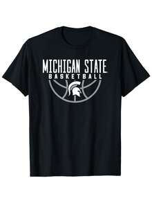 Official Michigan State Basketball Spartan Pride T Shirt   100% Cotton Comfort Fit Short Sleeve Tee With Helmet Graphic   Perfect For Games & Fan Events   Black S XXXL - màu đen - Xem 1