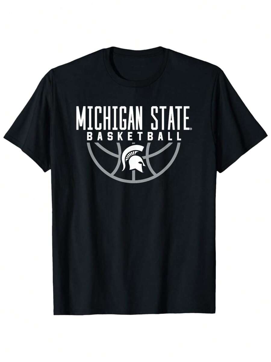 Official Michigan State Basketball Spartan Pride T Shirt   100% Cotton Comfort Fit Short Sleeve Tee With Helmet Graphic   Perfect For Games & Fan Events   Black S XXXL - màu đen - Xem 1