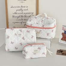 Ladies Cosmetic Bag, Zipper Closure, Quilted Fabric, Minimalist Style, Sweet Satin Bow Design, Toiletry Bag, Storage Bag, Suitable For Home, Travel And Daily Use Bags, Makeup Bag, Vanity, Make Up Bag, Travel Essentials, Organizer, Storage, Makeup Organizer, Makeup Bags, Toiletry Bag, Desk Organiser, Cosmetic Bag, Makeup Pouch, Make Up Organizer, Vanity Accessories, Make Up Pouch, Make Up Bag, Vanity, Make Up Pouch, Travel Essentials, Pouch Bag, Vanity Accessories, Small Makeup Bag, Cosmetic Bag, Large Capacity, Large Makeup Bag,Christmas Gifts,Pouch,Travel,Gifts For Women,Women's Necessaire,Travel Essential,Pouch,Clutch / Small Handbag,Necessaire,Makeup Organizer,Makeup Organize,Pouch,Brush Holder,Mini Pouch,Large Capacity Pouch