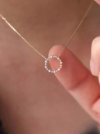 1 S925 Sterling Silver Fashionable Elegant With Zirconia Round Pendant Necklace For Women Valentine Day Gift Holiday Party Gift Daily Wear