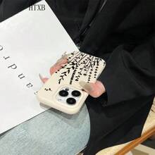 Teléfono con textura de lichi y estampado de flores y plantas negras. Compatible con phone 16 Pro Max, 16, 15 Pro, 14, 14 Plus, 13, 13 Pro, 12 Pro y 12 Pro Series. Es un teléfono de cumpleaños resistente al desgaste y a las huellas dactilares. - Amarillo - Ver 2