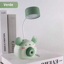 1pz Lindo Mini Lámpara De Escritorio Giratoria 360°,Luz Led Recargable con Sacapuntas - luz blanca - Ver 2