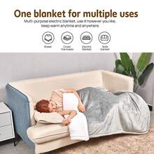 PORIYA Electric Heated Throw Blanket With 6 Heat Settings & 9-Hour Timer, Ultra-Soft Flannel & Sherpa Fabric, Overheat Protection, For Home, Office & Camping - Azul - Ver 3