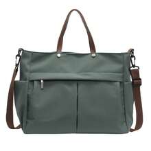 "Elegant Olive Green Tote Bag With Adjustable Strap & Multiple Pockets - Versatile For Work, Travel, & Daily Use"