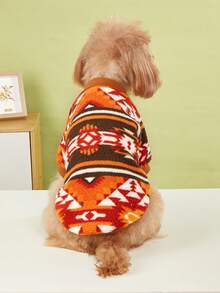 1pc Autumn/Winter Plush Pet Sweatshirt, Geometric Pattern, Suitable For Cats And Dogs, Fashionable Pet Clothing - Multicolor - View 5