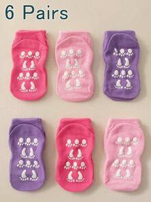 6對/組兒童運動防滑點膠襪,舒適透氣地板襪,適用於日常生活 - 彩色 - 查看 11