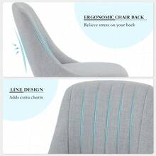 WARMTOBABY 2/4/6 Pcs Modern Fabric Upholstered Dining Chairs With Oak Legs,Weight Capacity 300lbs,Easy Clean Fabric,Ergonomic Curved Back - 灰色 - 查看 5