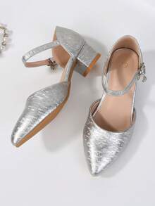 2026新款软底鞋，青少年派对户外春秋季四季高跟尖头时尚校园鞋女款 - 銀色 - 查看 5