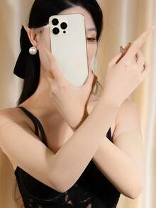 1 双女士纯色超薄透气舒适优雅无缝长款无指手套，适合夏季防晒、旅行、音乐节、万圣节派对、角色扮演 - 酒紅色 - 查看 10
