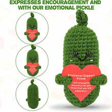1 件情感泡菜礼物、黄瓜钩针娃娃励志礼物（带卡片）、可爱针织趣味支持土豆朋友的生日、母亲节、复活节篮子填充物（情感泡菜）、令人愉快的手工泡菜给拥有一切的人带来惊喜！ - 彩色 - 查看 4