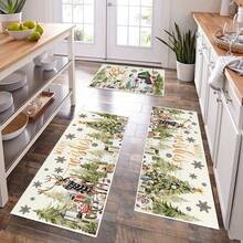 1 pièce Tapis de sol d'hiver multicolore avec bonhomme de neige, tapis d'entrée intérieur en velours épais et cristallin, tapis de chambre à coucher, tapis de cuisine, tapis de couloir, tapis de salle de bain épais et doux, absorbant et antidérapant, lavable en machine, convient pour l'entrée, le salon, la cuisine, la buanderie, la salle de bain - Polyester, absorbant, antidérapant, décoration de Noël