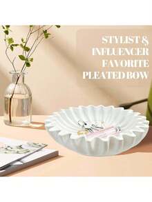 1 pièce bol décoratif en résine et pierre de quartz, pièce de décoration en art créatif en résine plissée moderne et classique, plateau en forme de lotus évasé comme un serveur élégant ouvrant ses bras en forme de lotus pour tenir divers petits articles