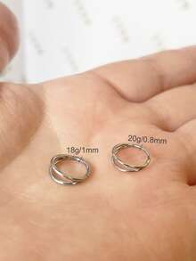 1pc 18g/20g Stainless Steel Double Line Nose Ring Septum Hoop Nose Ring Lip Ring Earring Conch Piercing