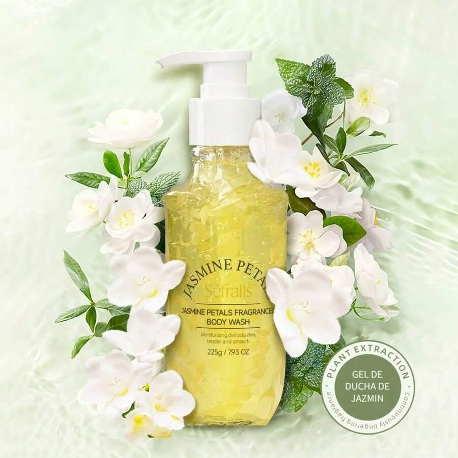 Gel de Ducha con Fragancia de Pétalos de Jazmín para Mujeres Embarazadas y Bebés, Fragancia Duradera - Gel de ducha hidratante con pétalos de jazmín - Ver 1