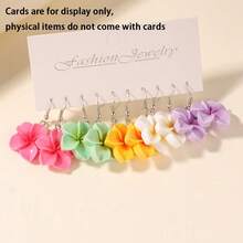 5/10 对休闲可爱花朵树脂硬质材料耳环套装，适合女士，合金耳环钩，适合作为母亲节和朋友的礼物珠宝 - 随机混合 - 彩色 - 查看 6