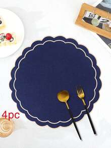 1/2/4pcs Fabric Festival Table Mats, Suitable For Wedding Party Table Decoration, PVC Foil Placemats, Simple & Fashionable, Coffee Coasters, Anti-Slip Heat Insulation Pads For Wedding, Holiday Celebration, Picnic, Birthday Party Table Setting Placemats