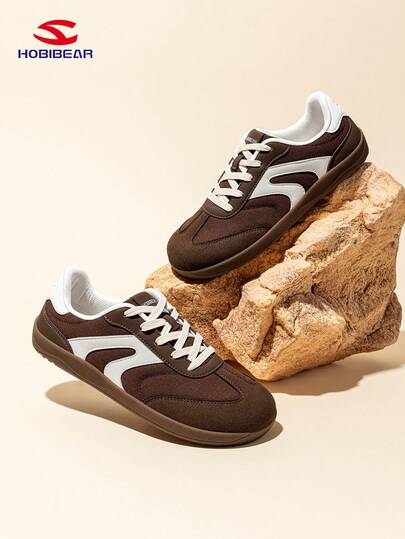 HOBIBEAR Women's Casual Sports Shoes, Fashion Attractive Comfortable Durable Rubber Soft Sole Sports Shoes, Women's Breathable Lightweight Patchwork Sports Shoes, Women's Beige Simple Fashionable Casual Sports Shoes