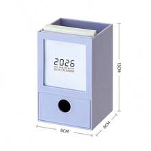 Calendario 2026 + Soporte para bolígrafos - Organizador de escritorio minimalista y creativo para estudiantes, Organizador de papelería multifuncional, Taza para bolígrafos, Soporte de calendario de escritorio, Accesorio de escritorio ordenado, Adecuado para estudiantes y trabajadores de oficina, Color simple y limpio, Uso en múltiples escenarios