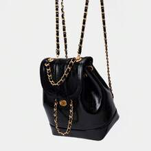 2024 New Ins Style Silver Chain Backpack For Women, Popular Korean Version,  Style Fashion Niche School Bag - Black - View 2