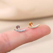 SWANJO 1件植入级钛金属内螺纹唇钉，弧形底座，镶嵌9颗立方氧化锆石，时尚耳钉，穿刺饰品 - TC070 - 查看 12