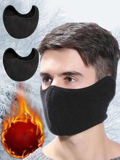 قطعة واحدة/قطعتان قناع وأذرع دافئة للرجال للدراجات النارية والدراجات، قناع وجه مصنوع من الصوف المحبوك مقاوم للبرد، قناع نصفي للرياضات الخارجية قابل للتنفس، دافئ ومقاوم للرياح مناسب للتزلج، أذرع دافئة للجنسين